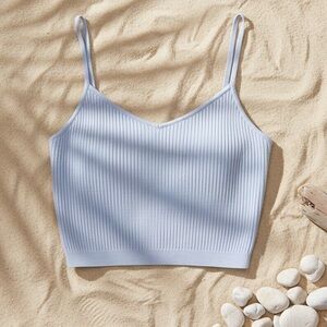 L.A HEARTS Women’s Casual Off White Spaghetti Strap Crop Tank Top